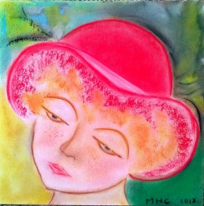 136 Femme au chapeau rouge Sept17 P30x30